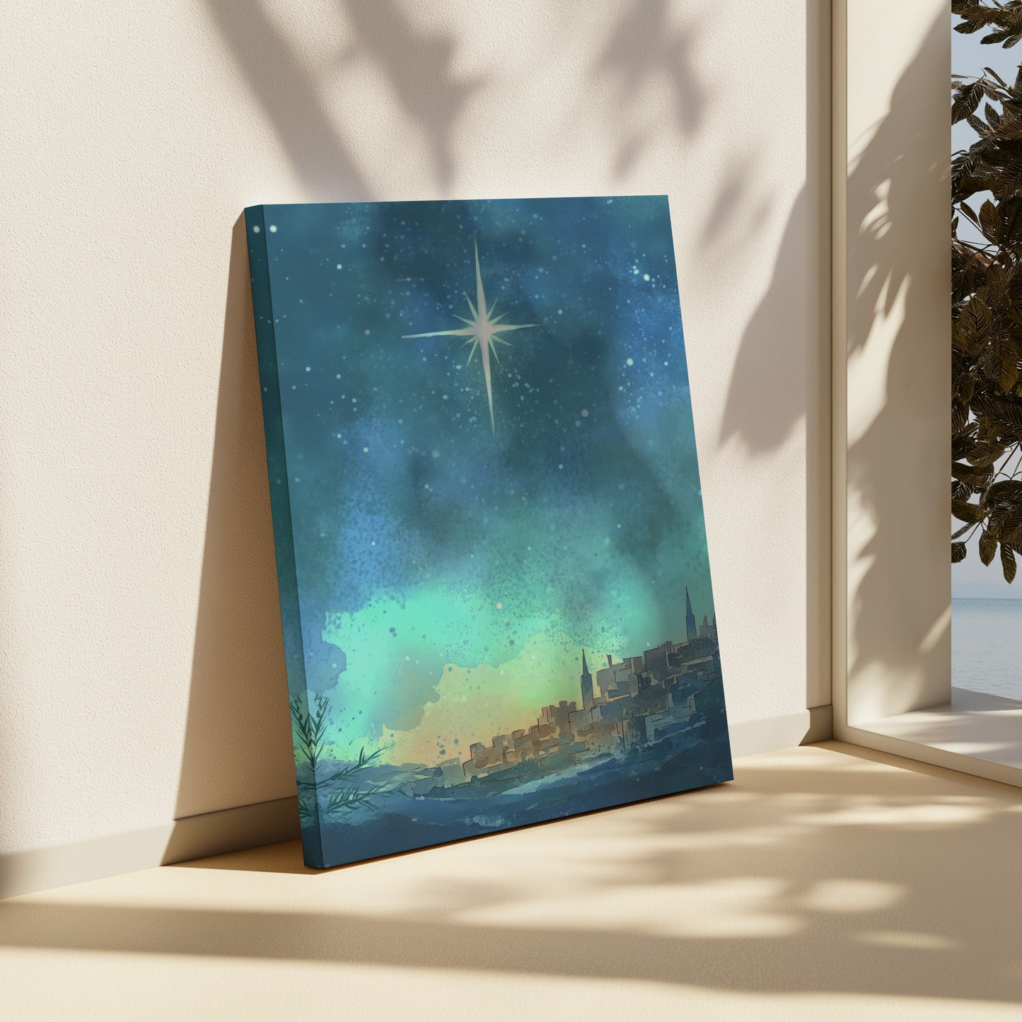 Estrella de Navidad de Belén - Lienzo estirado