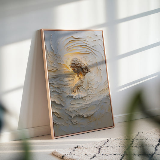 Retrato de la fe sobre el miedo - Lienzo con marco flotante