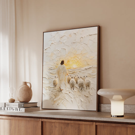 Good Shepherd Jesus Portrait - Float Frame Canvas