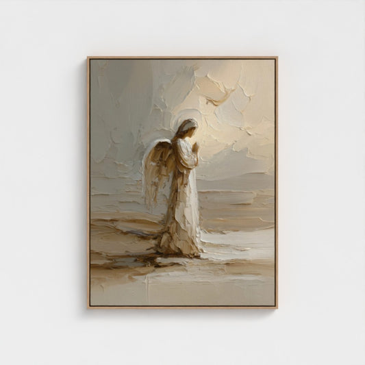 Ángel de la guarda abstracto - Lienzo con marco flotante