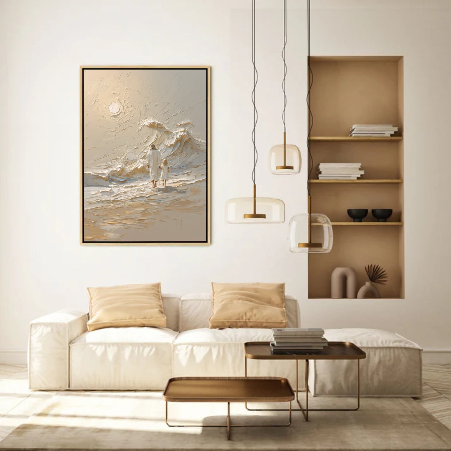 Hand in Hand with Jesus - Blonde Girl- Float Frame Canvas