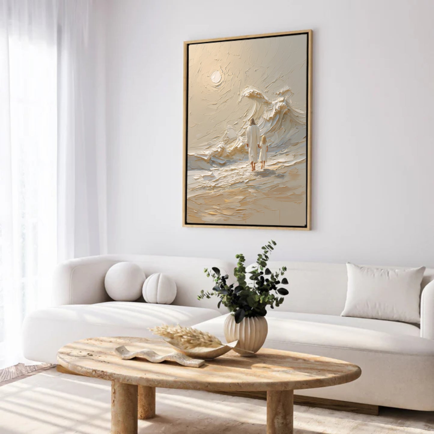 Hand in Hand with Jesus - Blonde Girl- Float Frame Canvas