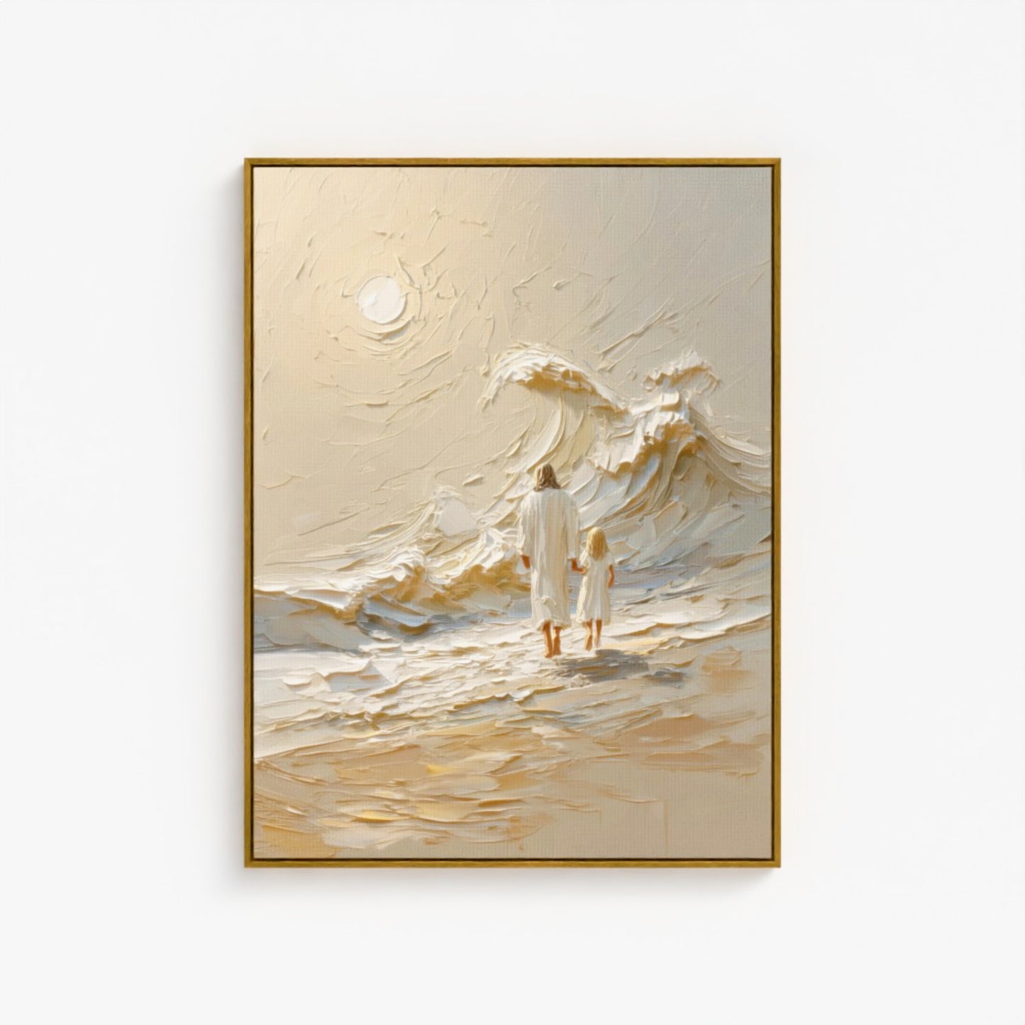Hand in Hand with Jesus - Blonde Girl- Float Frame Canvas