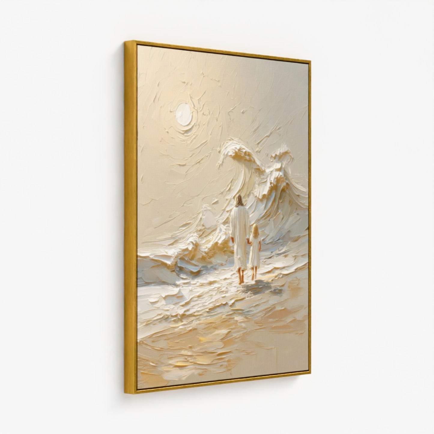 Hand in Hand with Jesus - Blonde Girl- Float Frame Canvas