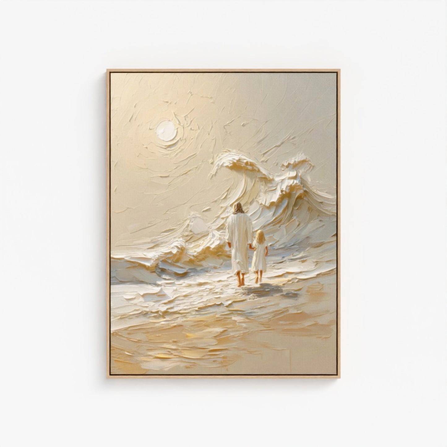 Hand in Hand with Jesus - Blonde Girl- Float Frame Canvas