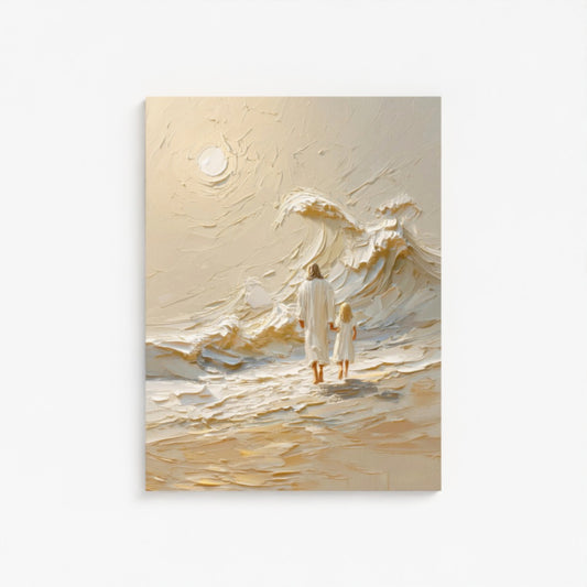 De la mano con Jesús - Chica rubia - Lienzo estirado