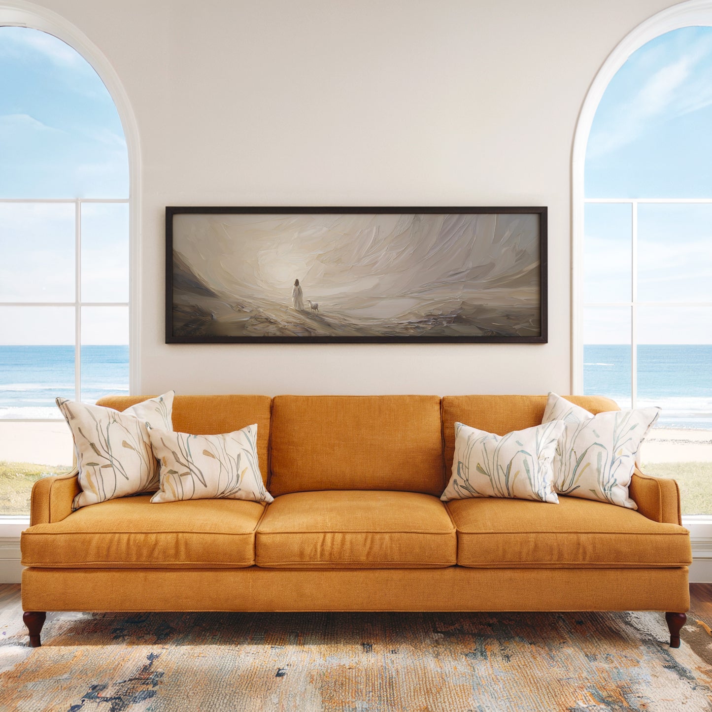 Jesús deja el 99 abstracto - Lienzo con marco flotante