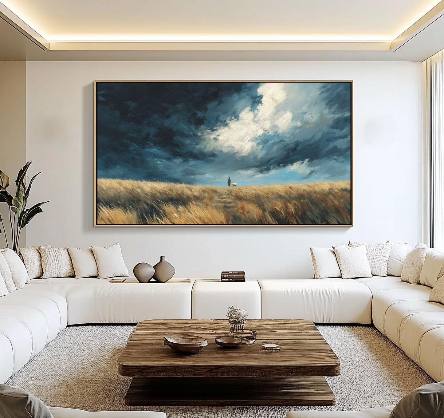 Jesus Leaves the 99 Scenic Depiction - Stretched Canvas
