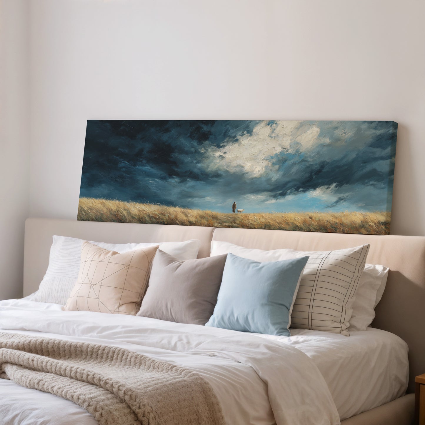 Jesus Leaves the 99 Scenic Depiction - Stretched Canvas