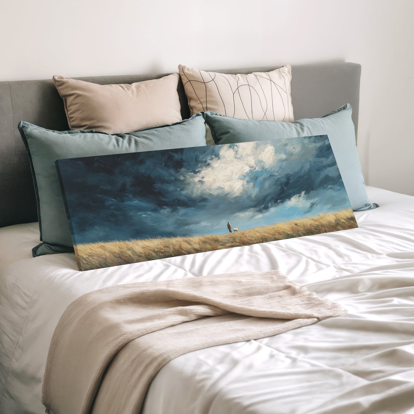 Jesus Leaves the 99 Scenic Depiction - Stretched Canvas