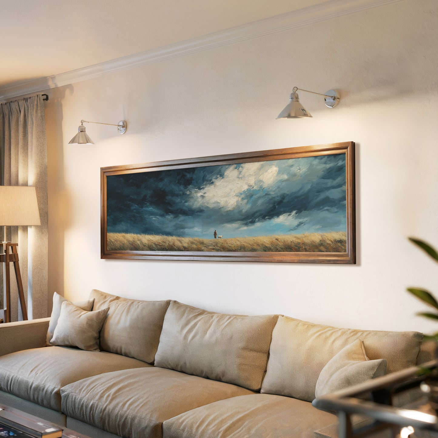 Jesus Leaves the 99 Scenic Depiction - Float Frame Canvas