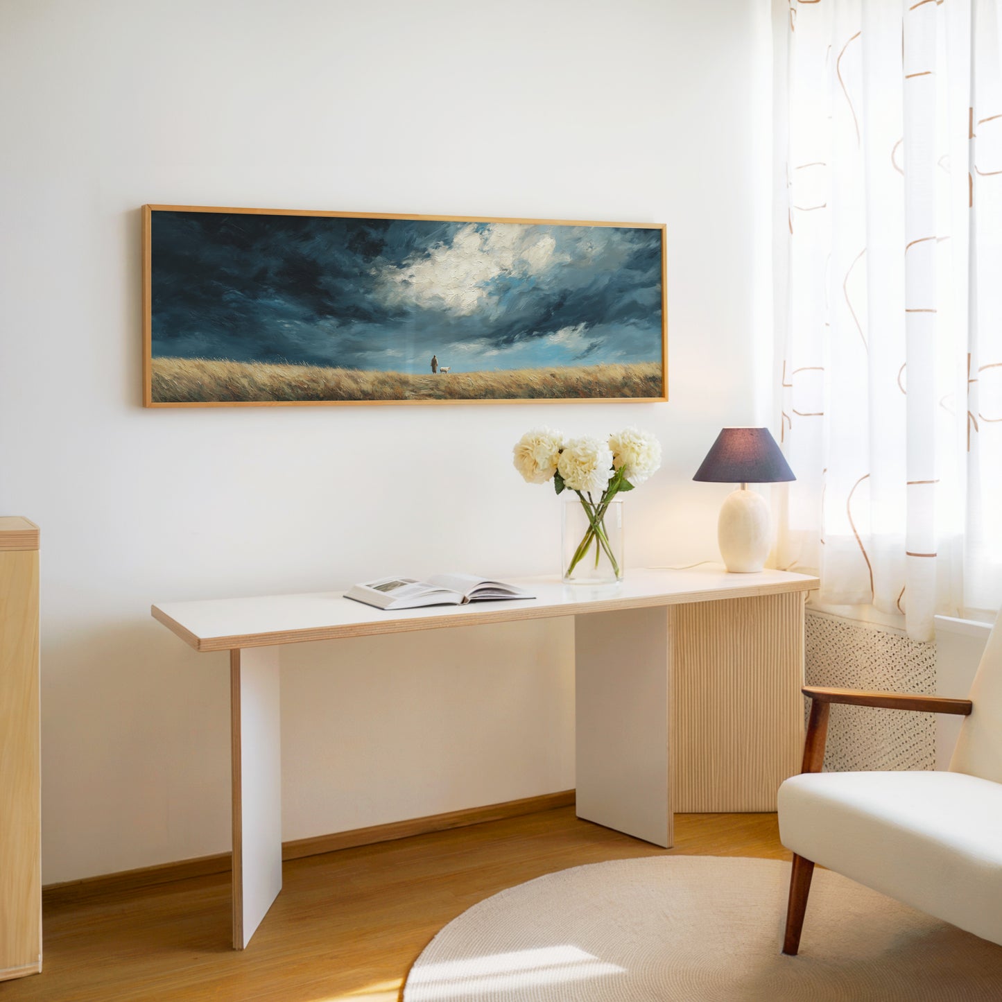 Jesus Leaves the 99 Scenic Depiction - Float Frame Canvas