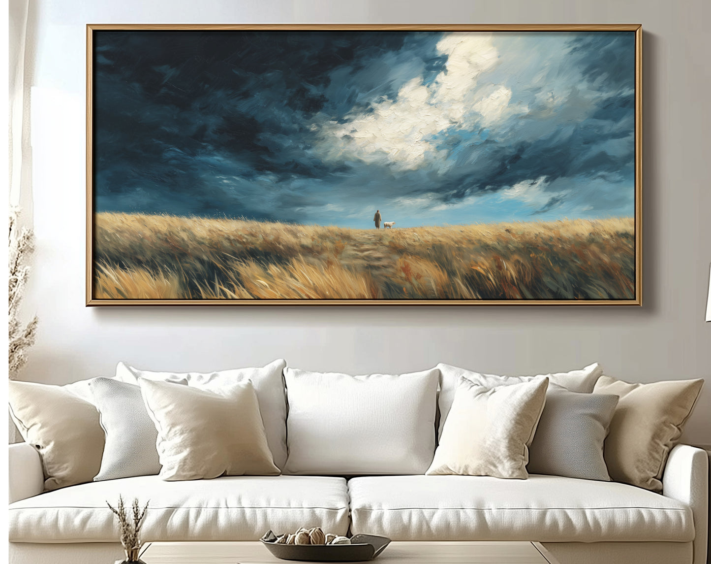 Jesus Leaves the 99 Scenic Depiction - Float Frame Canvas