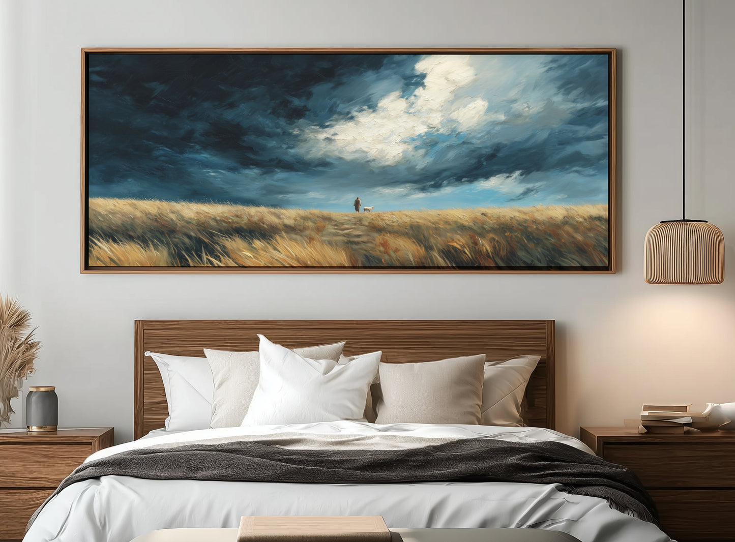 Jesus Leaves the 99 Scenic Depiction - Float Frame Canvas