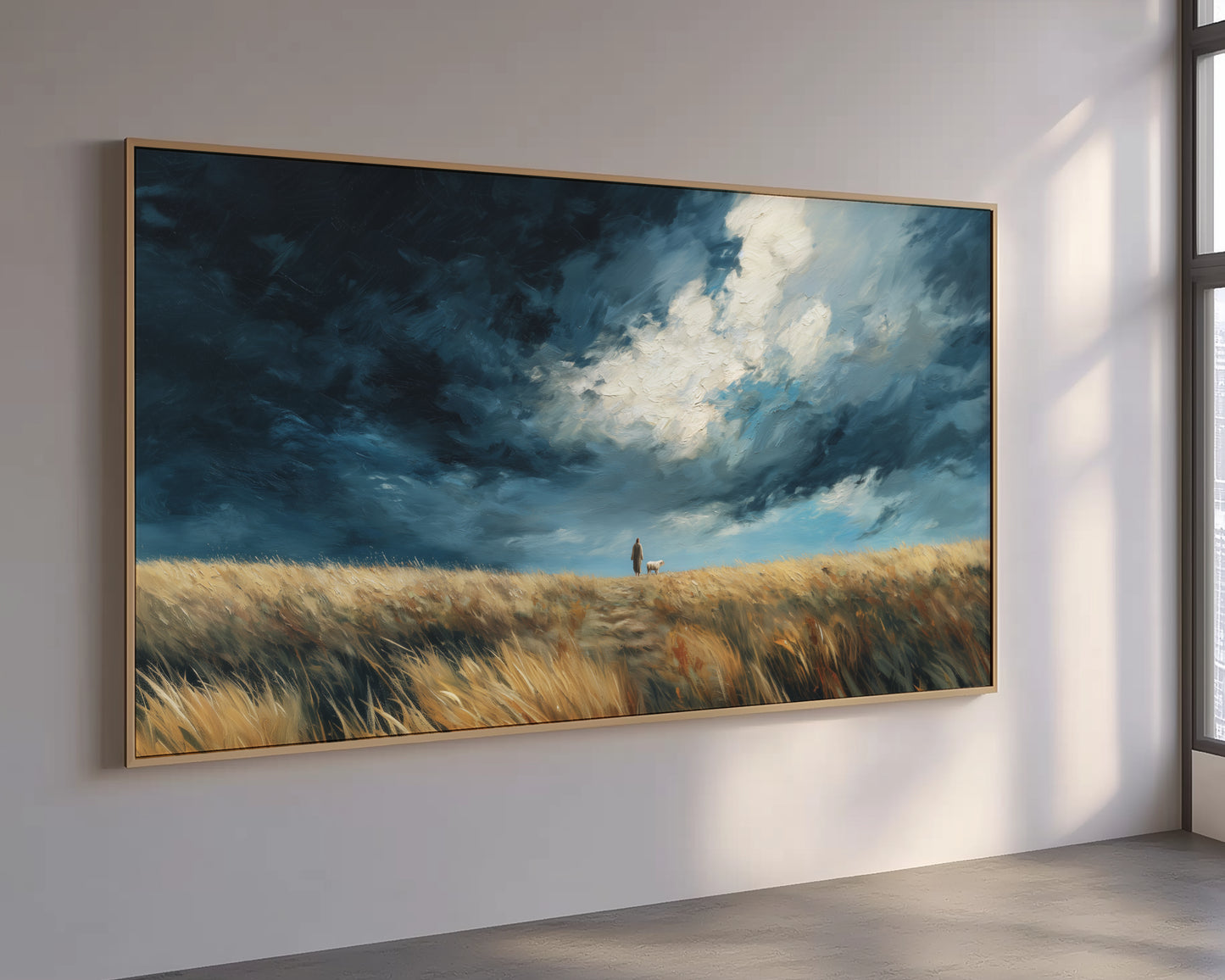 Jesus Leaves the 99 Scenic Depiction - Float Frame Canvas