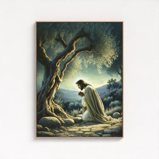 Jesús orando en Getsemaní - Lienzo con marco flotante