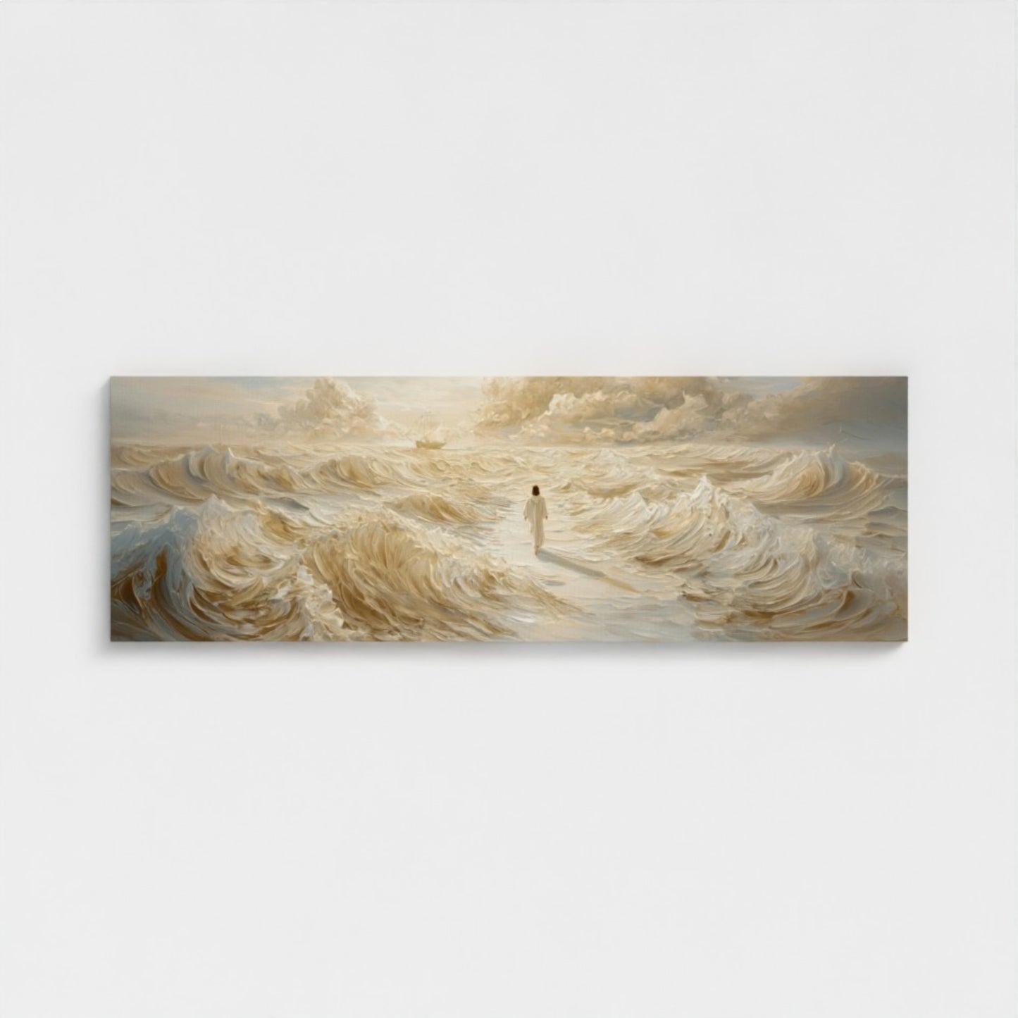 Jesus Walking on Water Beige - Stretched Canvas