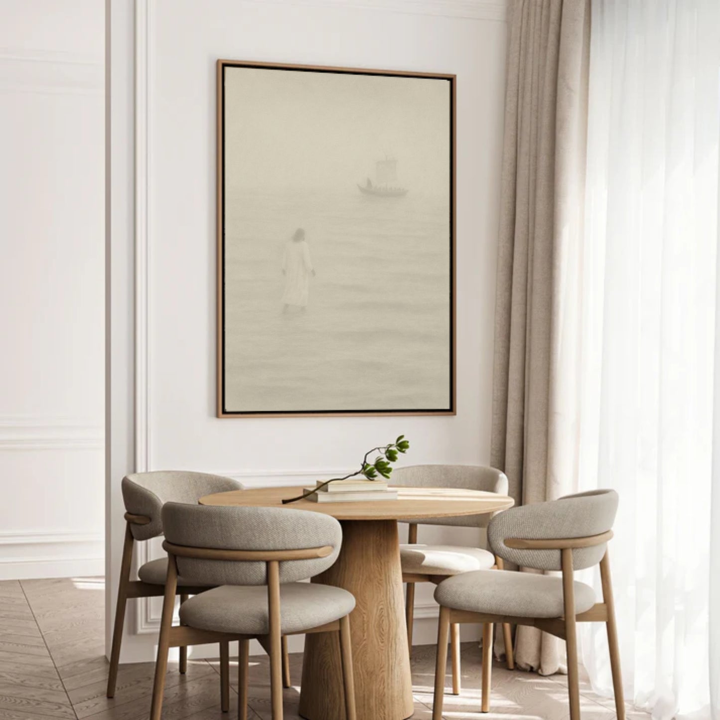 Jesus Walks on Water Vintage Portrait - Float Frame Canvas