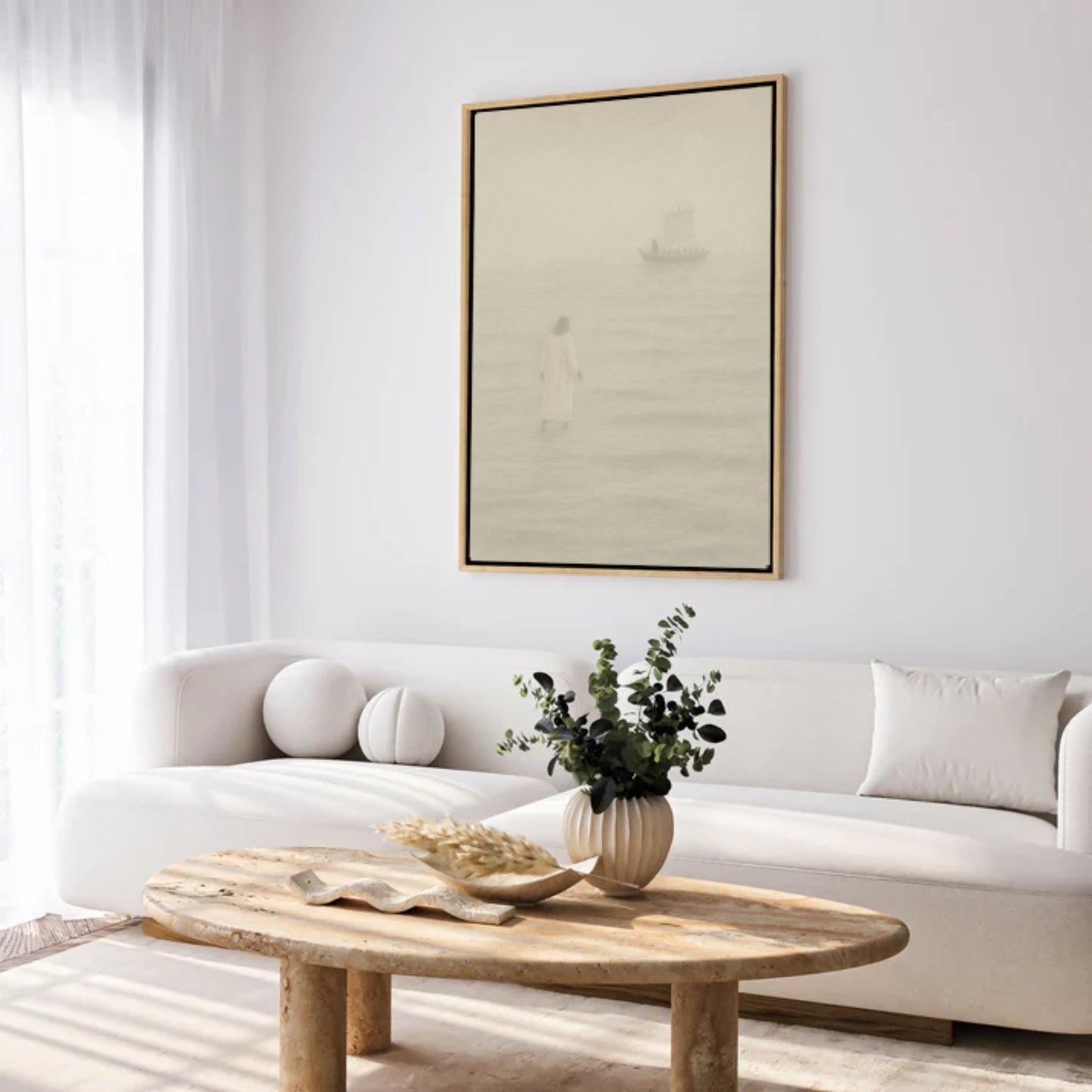 Jesus Walks on Water Vintage Portrait - Float Frame Canvas