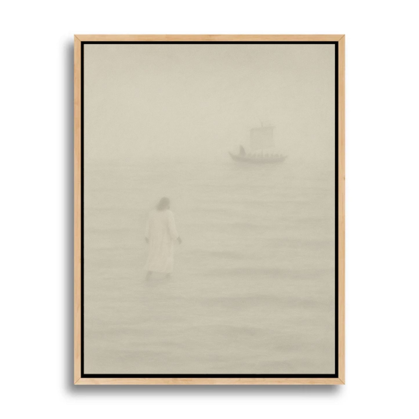 Jesus Walks on Water Vintage Portrait - Float Frame Canvas