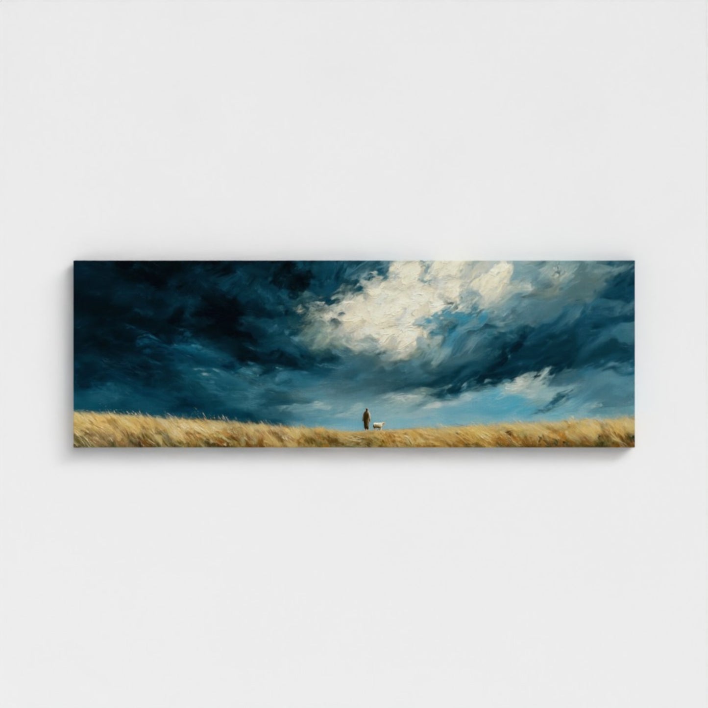 Jesus Leaves the 99 Scenic Depiction - Stretched Canvas