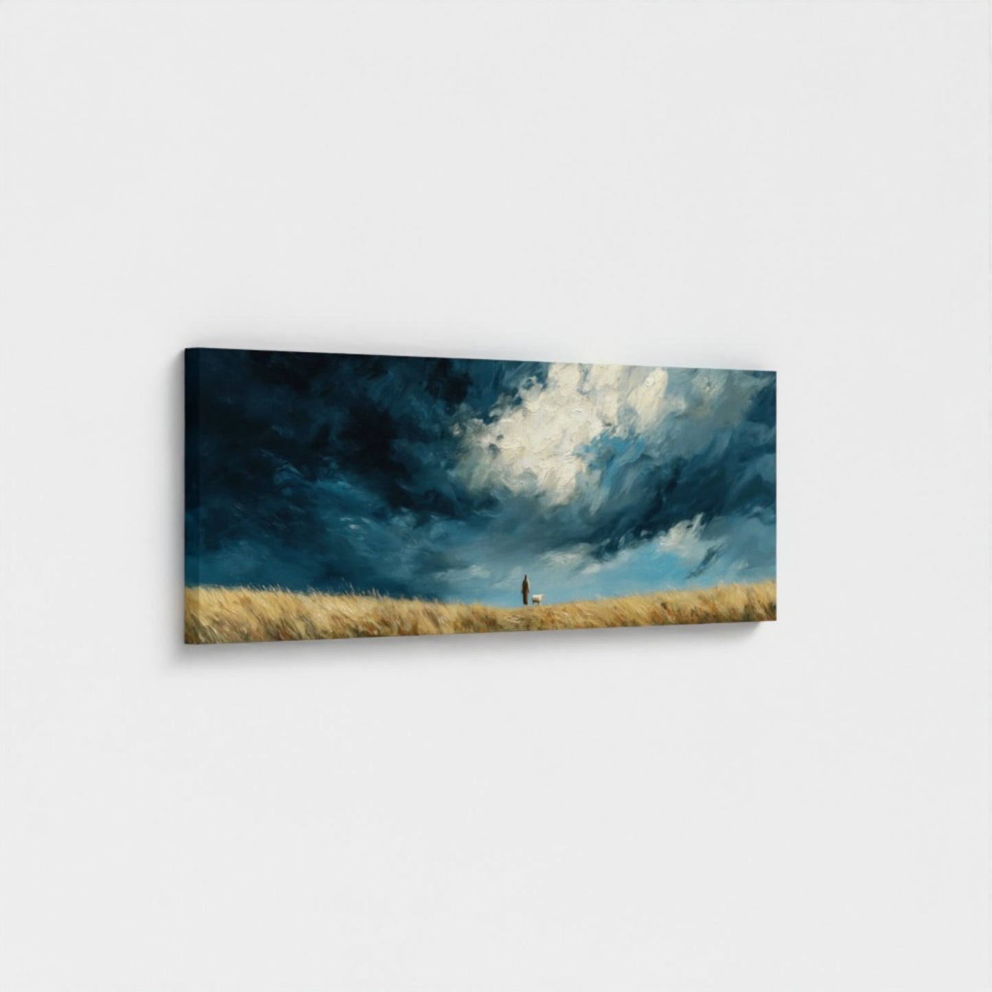 Jesus Leaves the 99 Scenic Depiction - Stretched Canvas