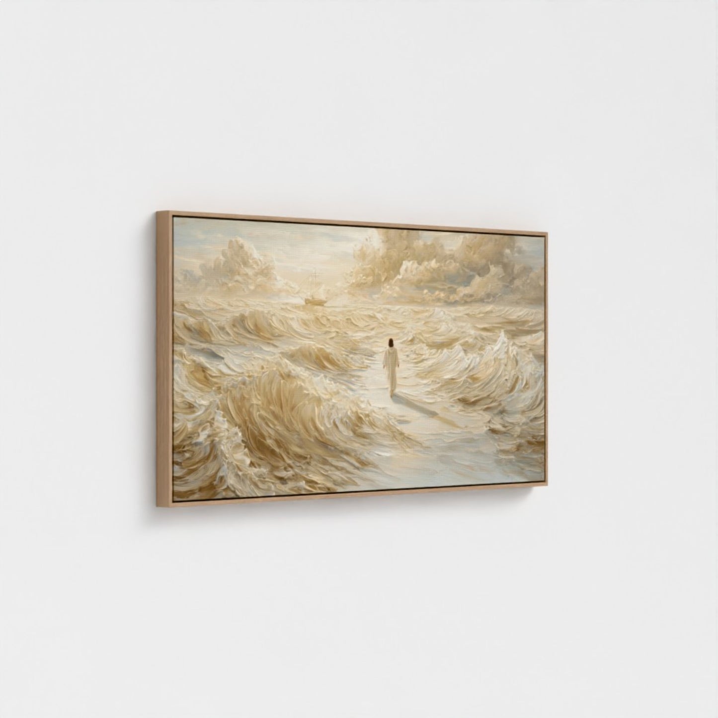 Jesus Walking on Water Beige - Float Frame Canvas