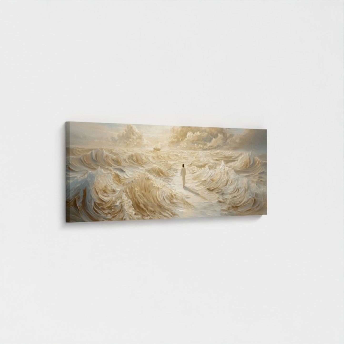 Jesus Walking on Water Beige - Float Frame Canvas