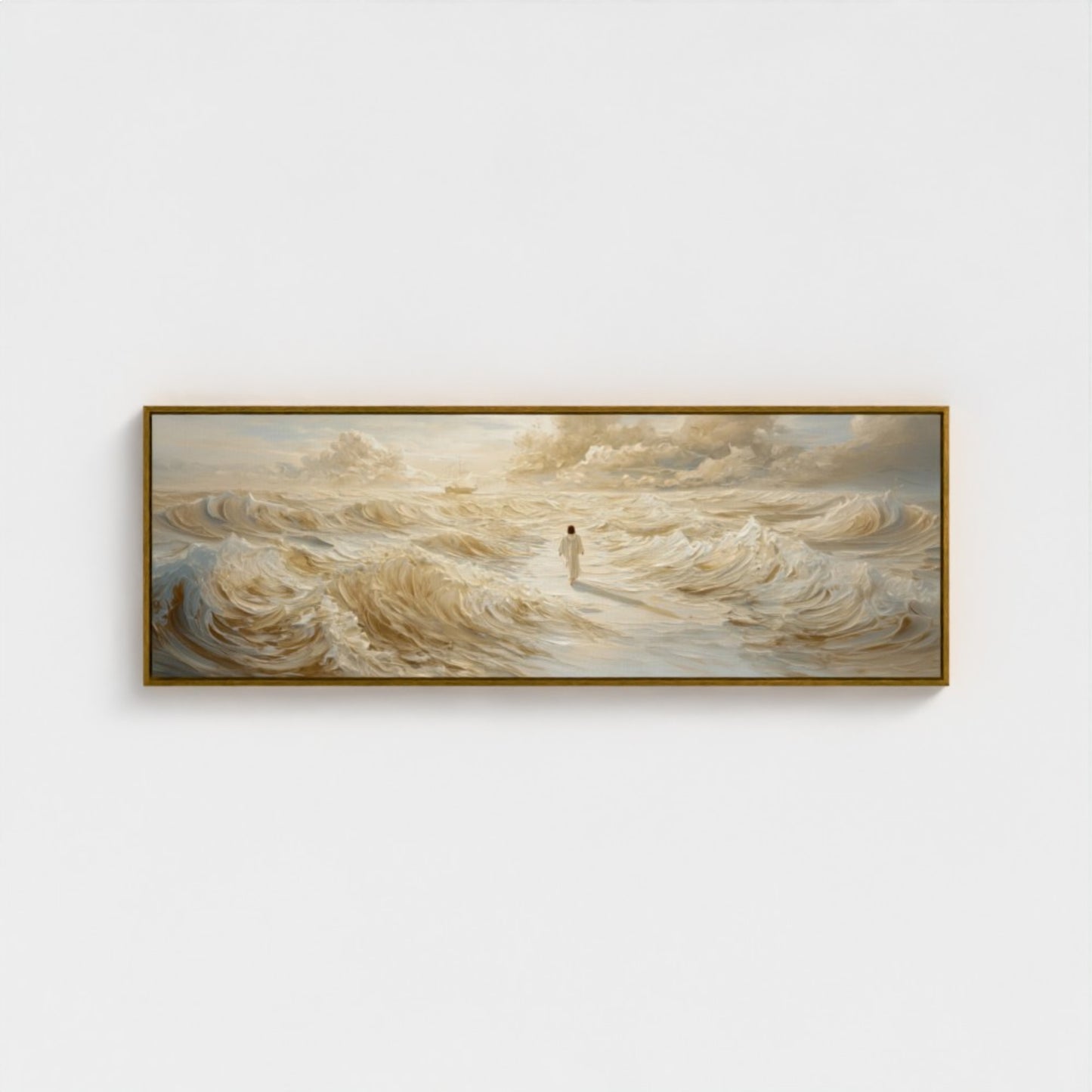 Jesus Walking on Water Beige - Float Frame Canvas