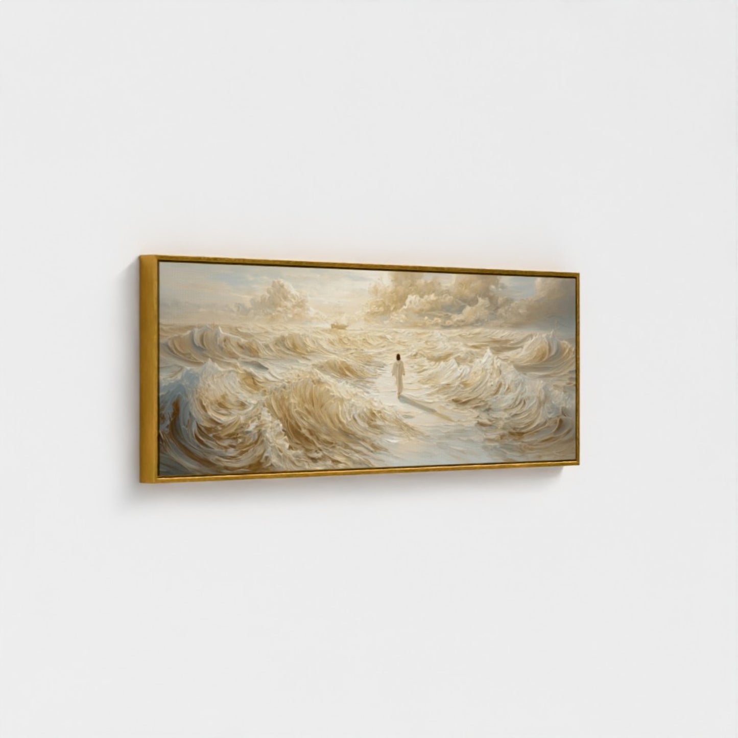 Jesus Walking on Water Beige - Float Frame Canvas