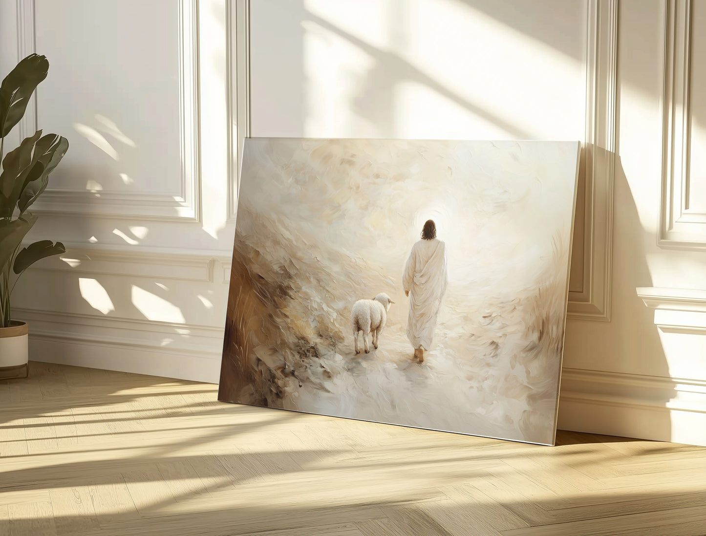 Jesus-Wandbild – Er verlässt die 99 – Leinwand