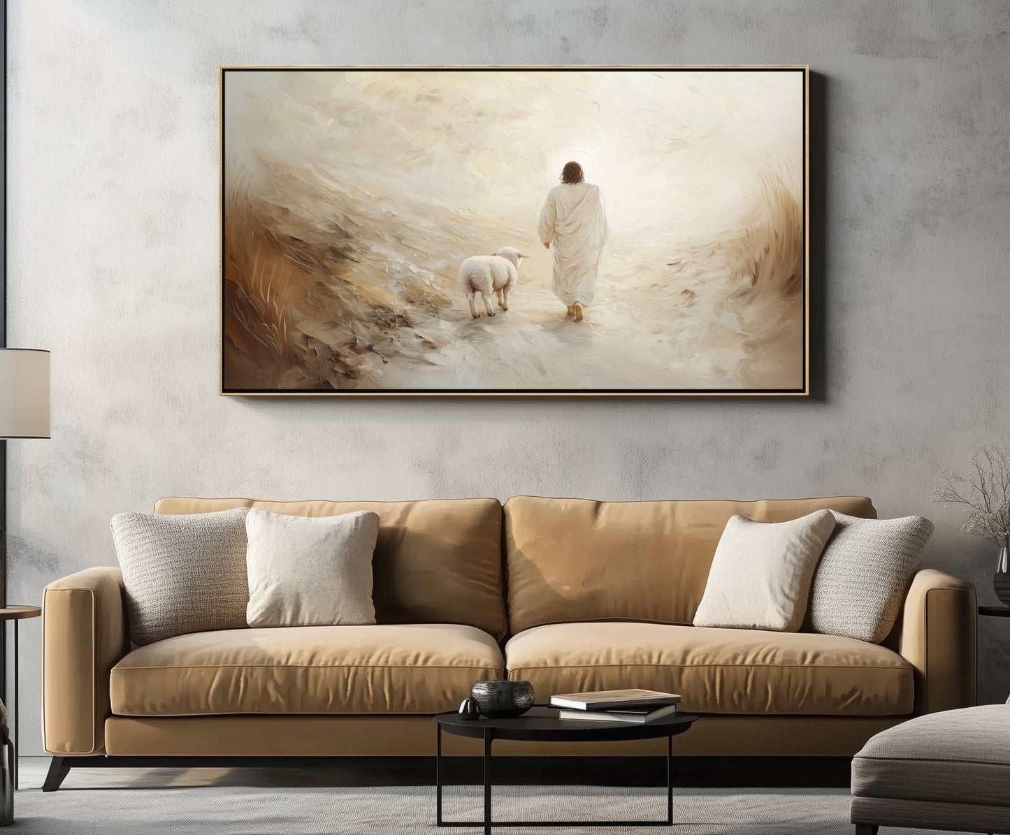 Arte mural de Jesús - Deja a los 99 - Lienzo con marco flotante