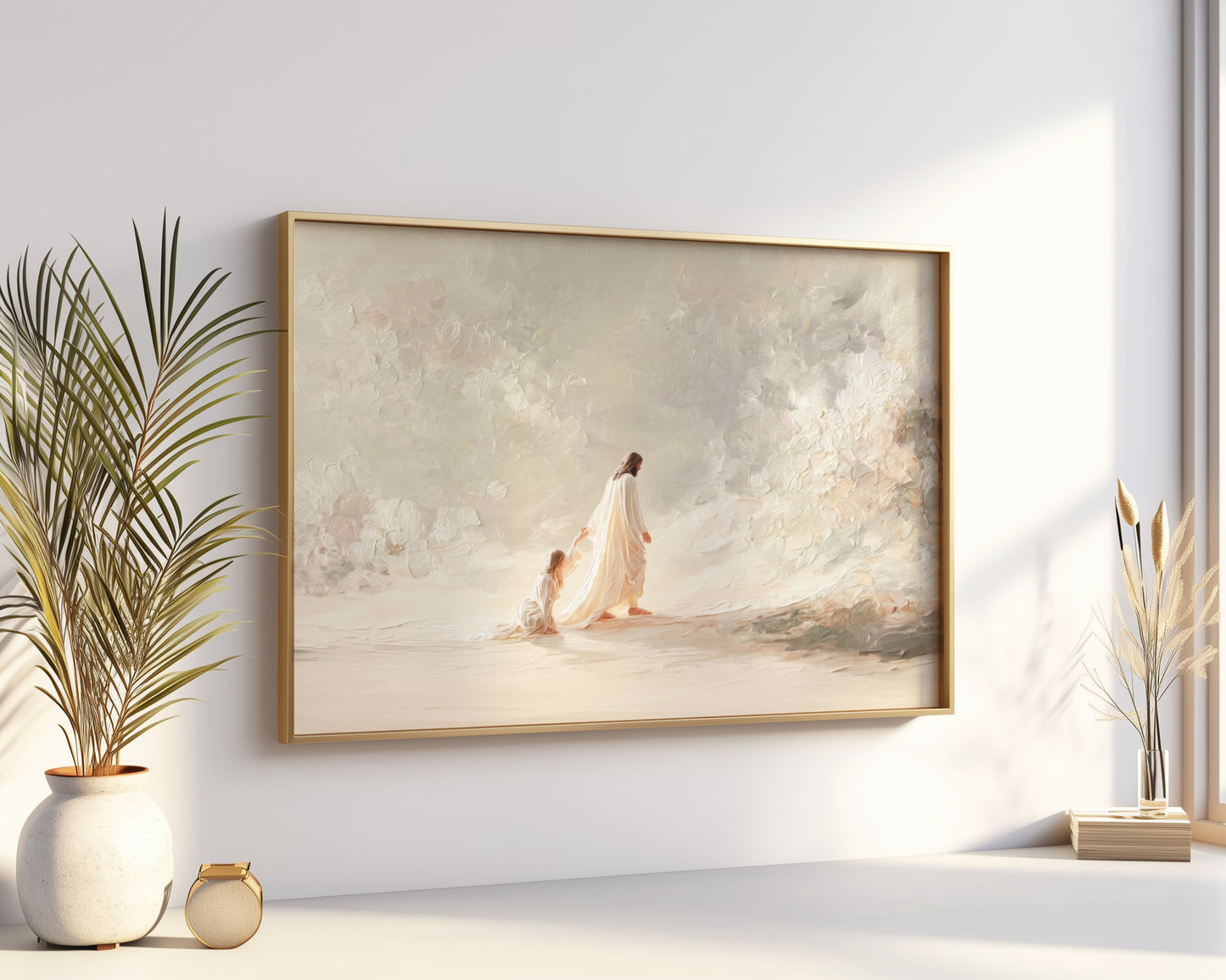 Jesus heals a woman Jesus miracle - Float Frame Canvas