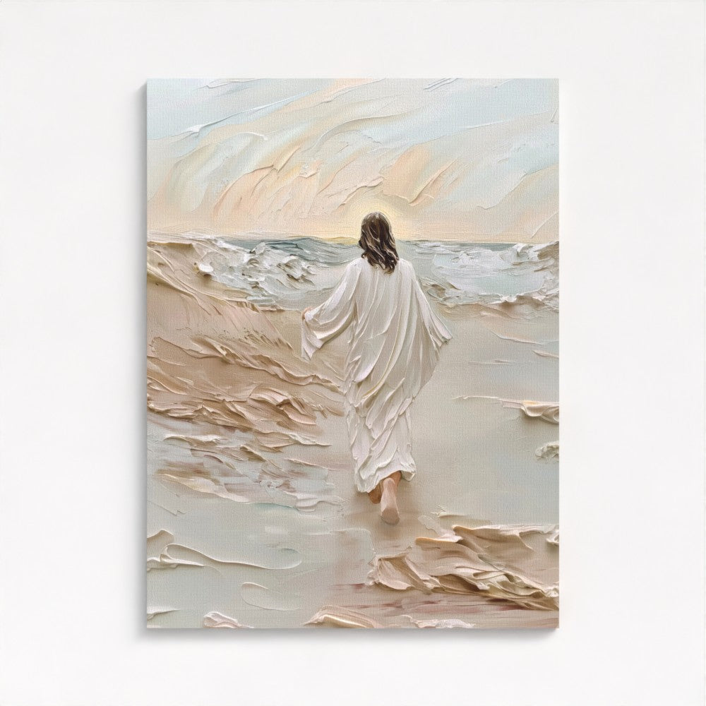 Jesus Walking on Water Beige - Stretched Canvas
