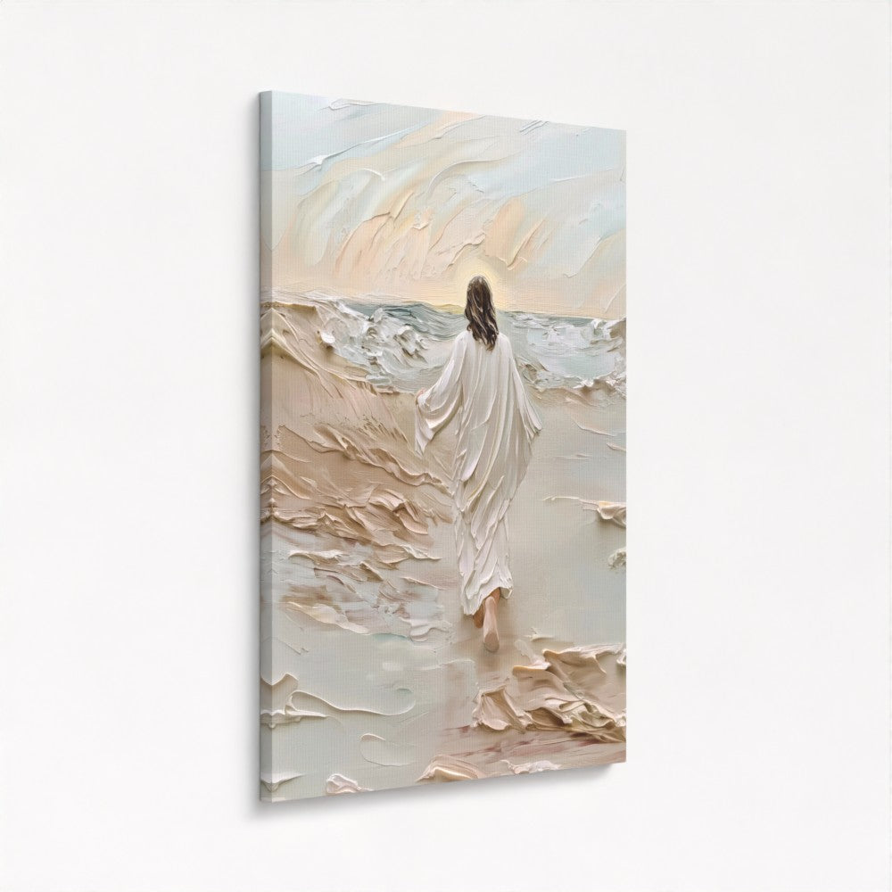 Jesus Walking on Water Beige - Stretched Canvas