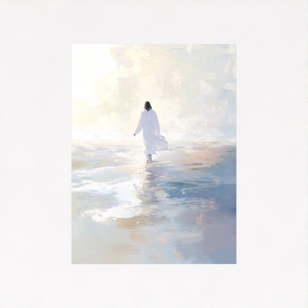 Jesús caminando sobre el agua Azul - Imprimir