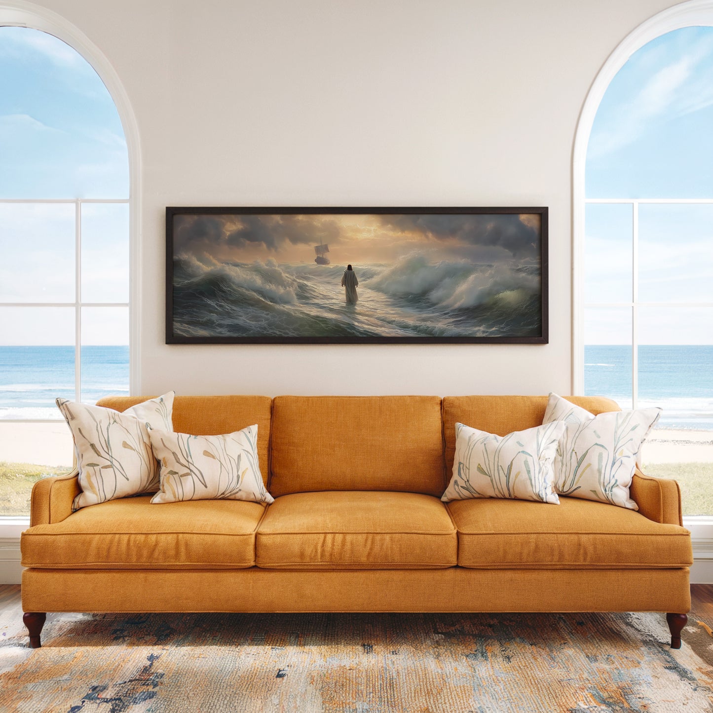 Jesus walks on water Bible Story - Float Frame Canvas