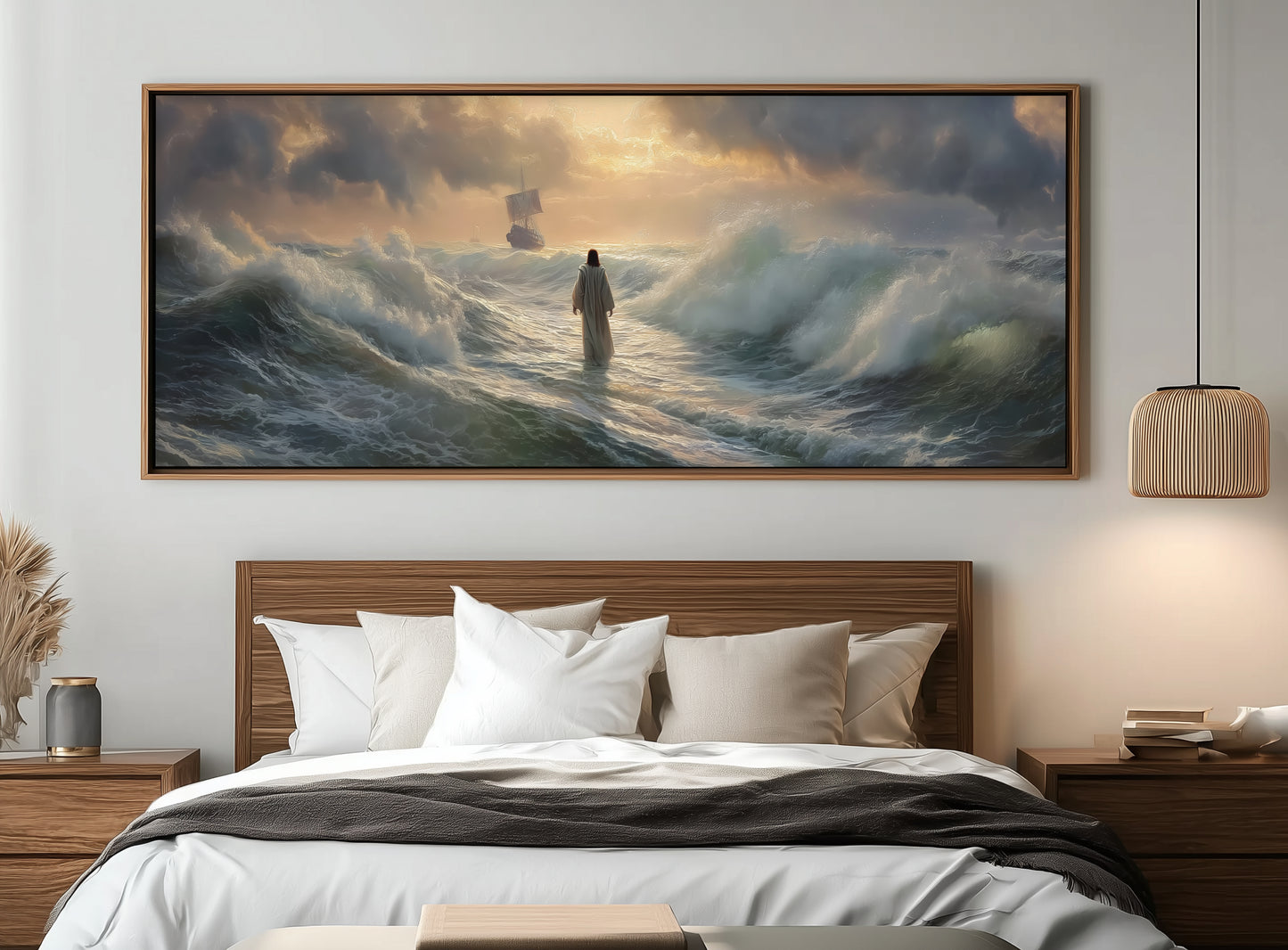 Jesus walks on water Bible Story - Float Frame Canvas