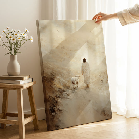 Jesus Leaves the 99 - Good Shepherd - Stretched Canvas