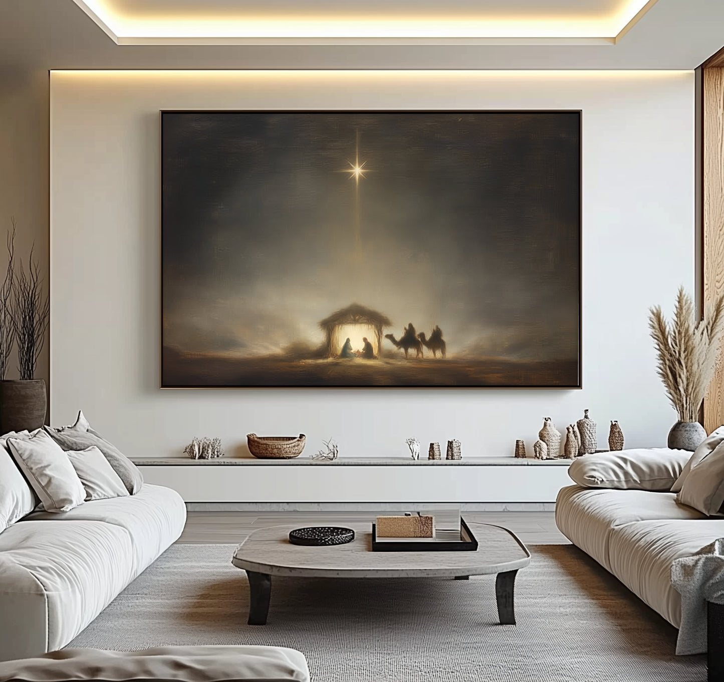 Estrella de Belén de la Noche Santa vintage - Lienzo estirado