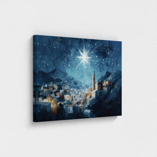 Noche de paz La estrella de Navidad - Lienzo con marco flotante