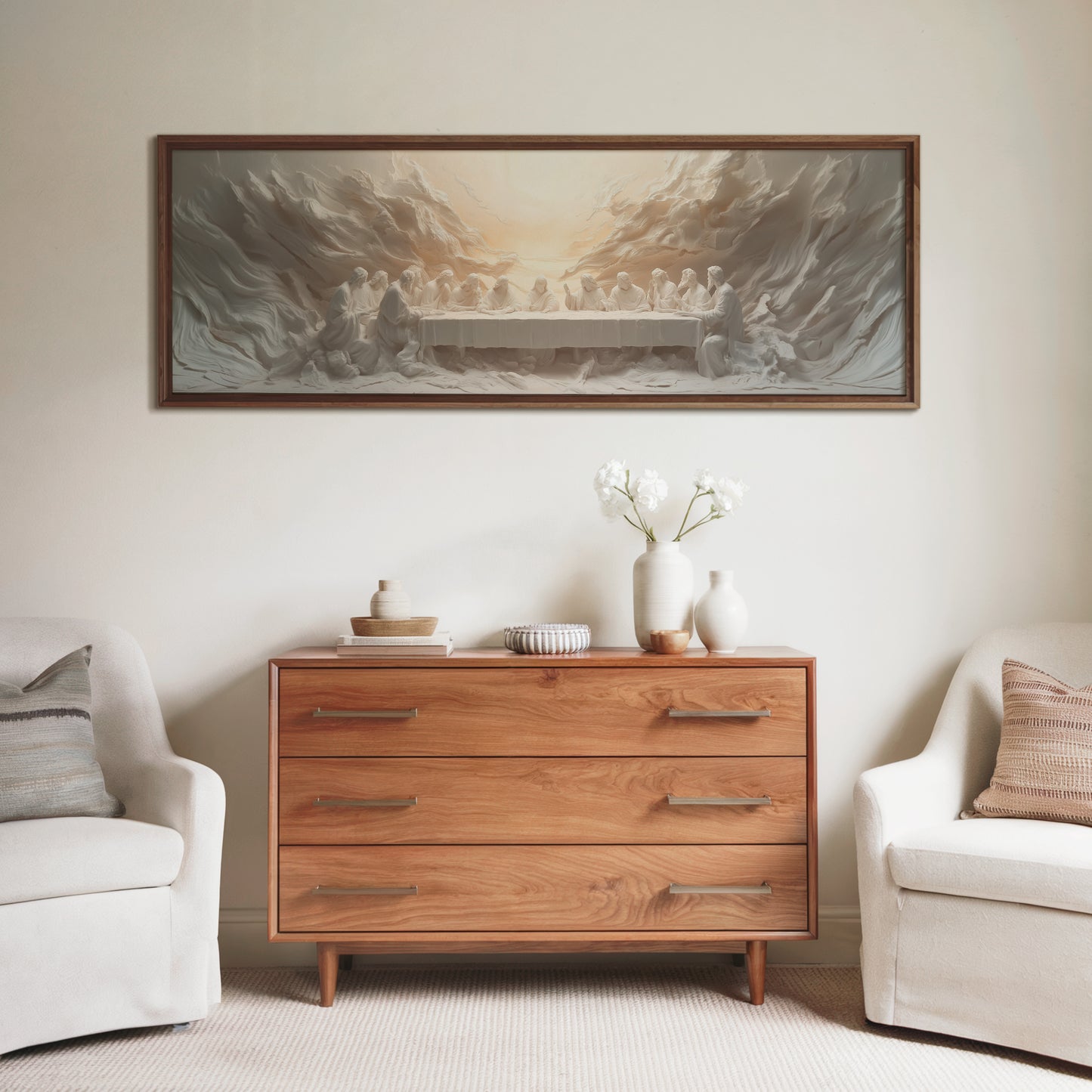 Jesus Last Supper Abstract - Float Frame Canvas