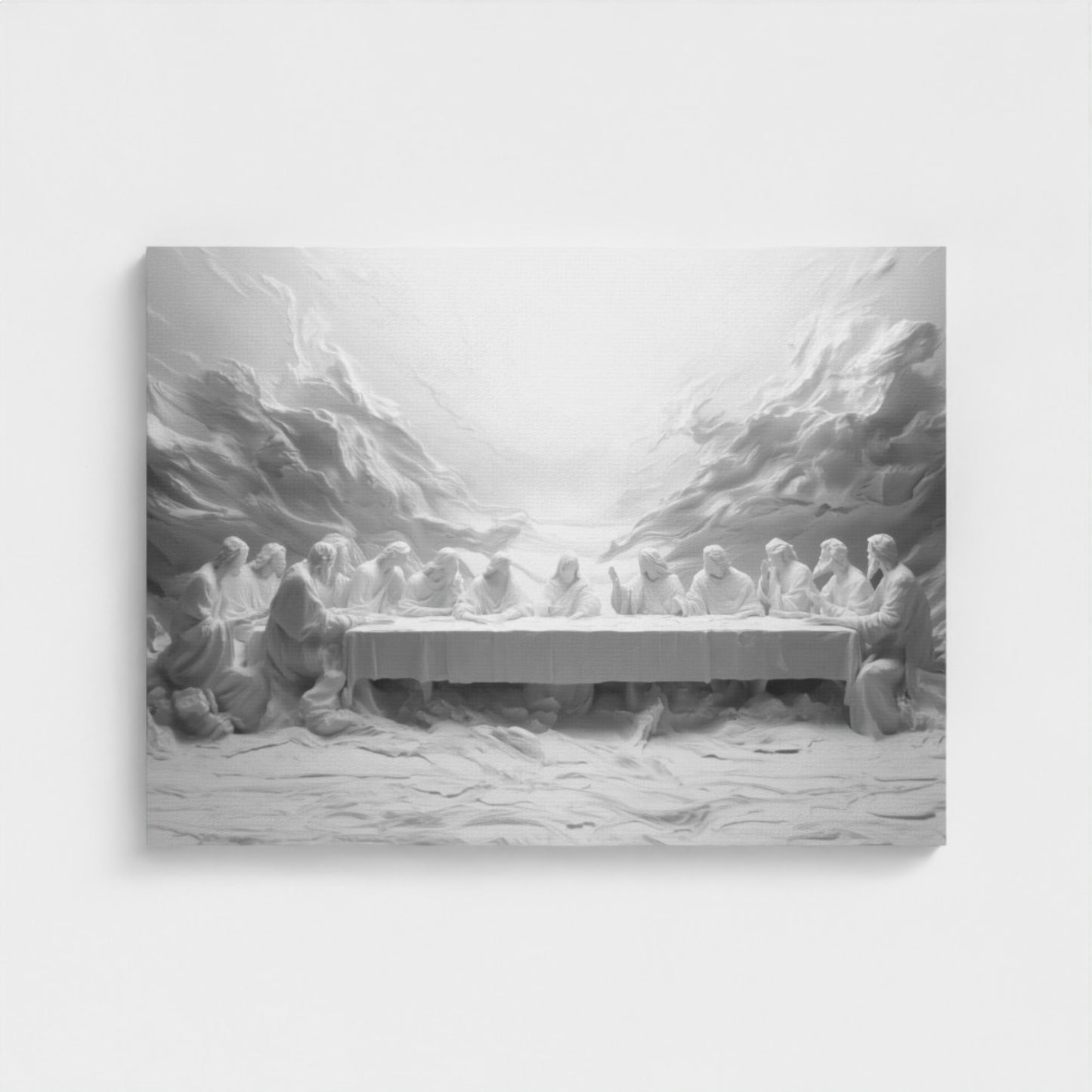 La Última Cena de Jesús en blanco y negro - Lienzo estirado