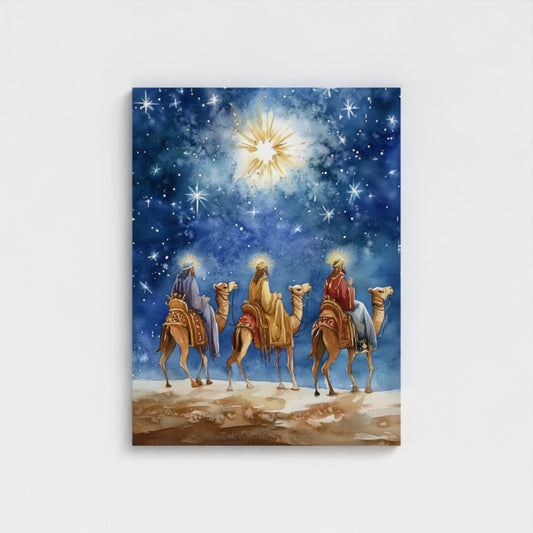 Estrella de Navidad de los Reyes Magos - Lienzo con marco flotante