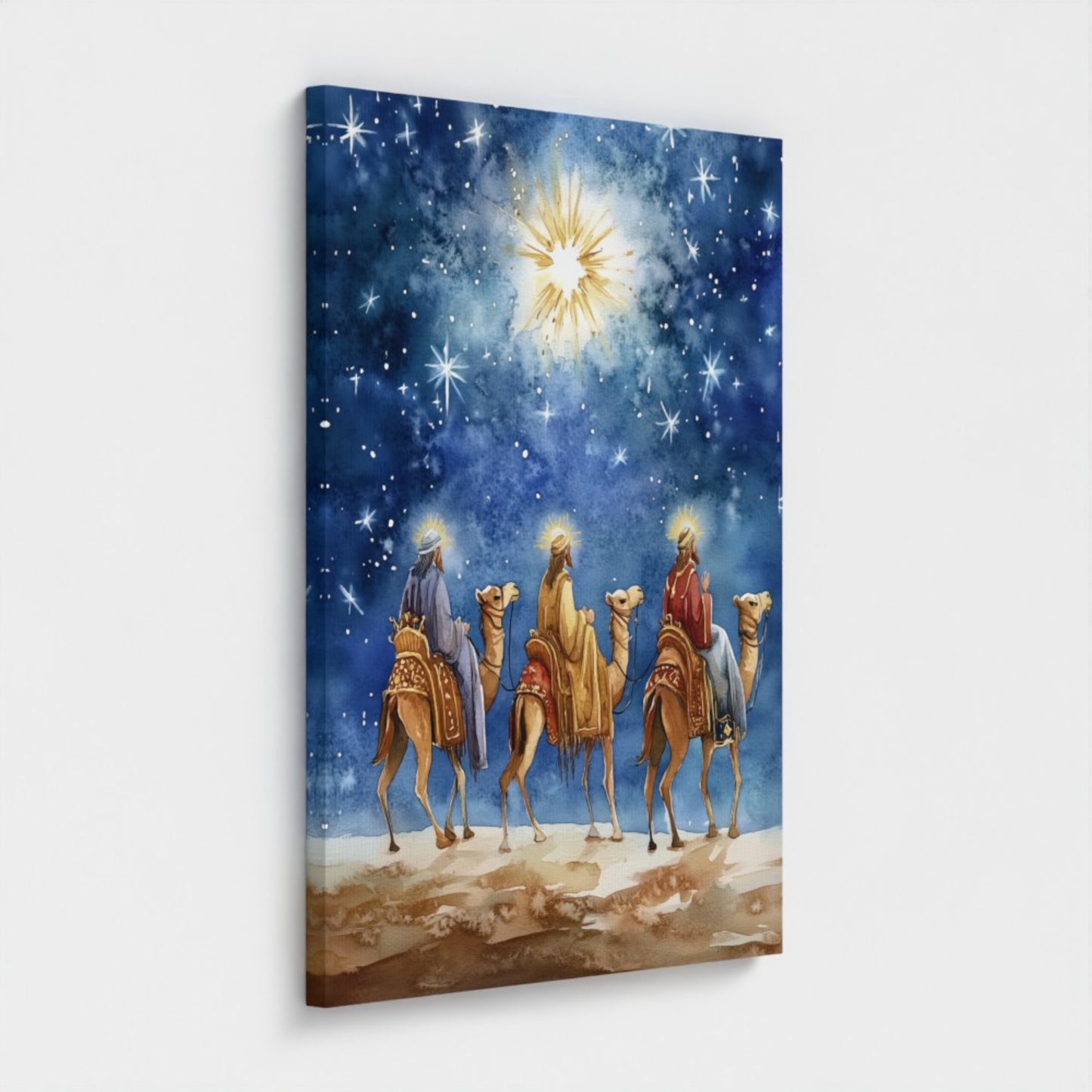 Estrella de Navidad de los Reyes Magos - Lienzo con marco flotante