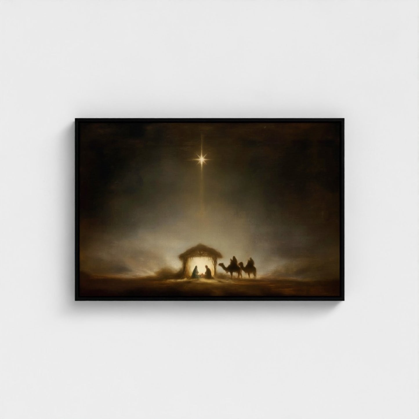 Estrella de Belén de la Noche Santa vintage - Lienzo con marco flotante