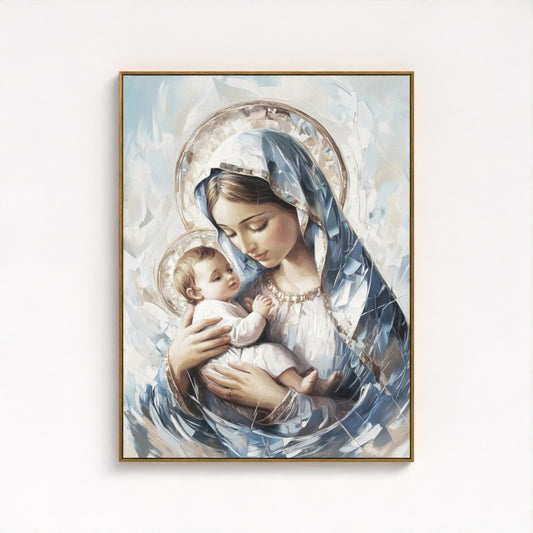 Virgen María y el Niño Jesús - Lienzo con marco flotante
