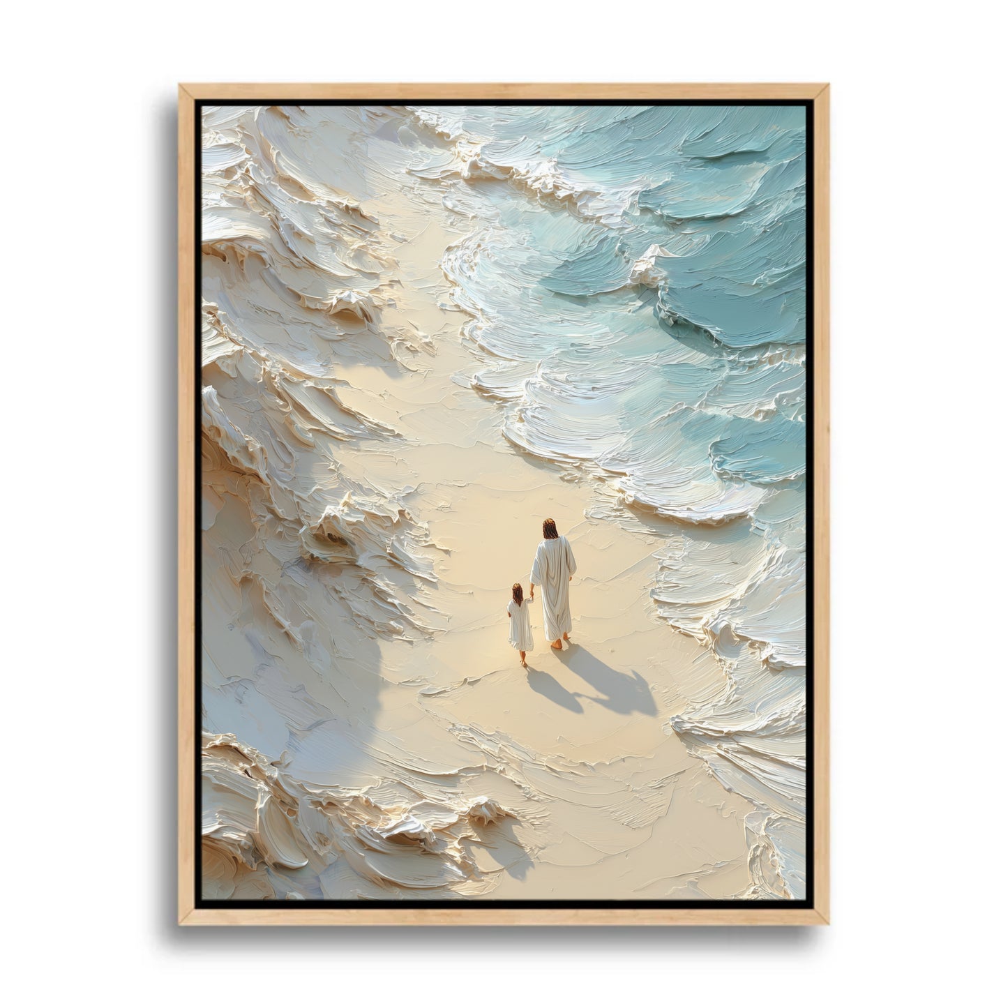 Walk with me - Jesus and Girl- Float Frame Canvas