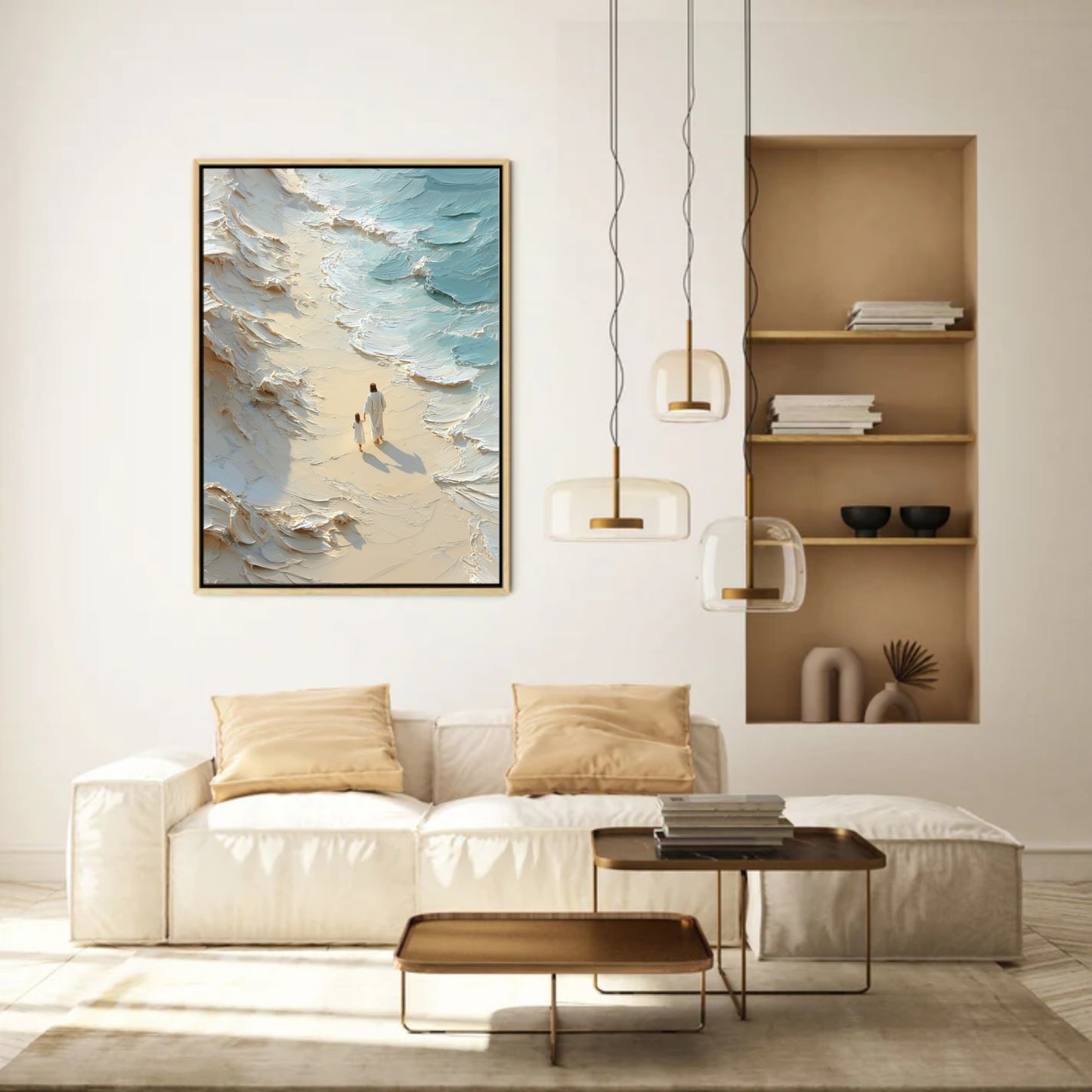 Walk with me - Jesus and Girl- Float Frame Canvas
