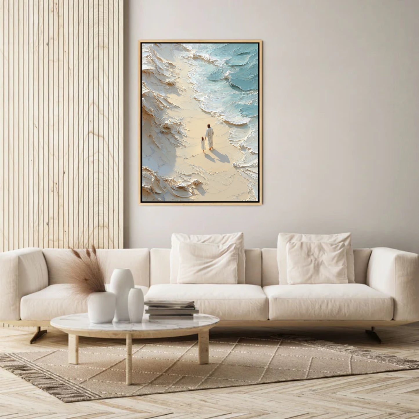 Walk with me - Jesus and Girl- Float Frame Canvas